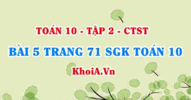 Bài 5 trang 71 SGK Toán 10 tập 2 Chân trời sáng tạo